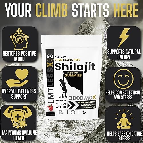 Miniatura 2 de Shilajit - Gomitas para hombres y mujeres, gomitas puras de Shilajit del Himalaya, Gokshura con más de 85 minerales, sabor auténtico, 100% natural,