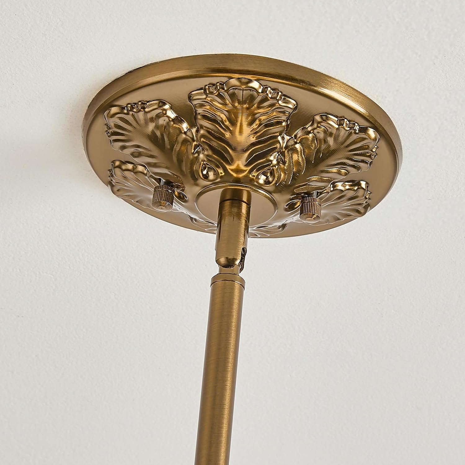 Milk Glass Ceiling Light Fixture, 15" Vintage Semi Flush Mount Pendant Light with Antique Brass Finish, Schoolhouse Light Fixture - Antique Chandelier for Kitchen, Hallway, Dining Room