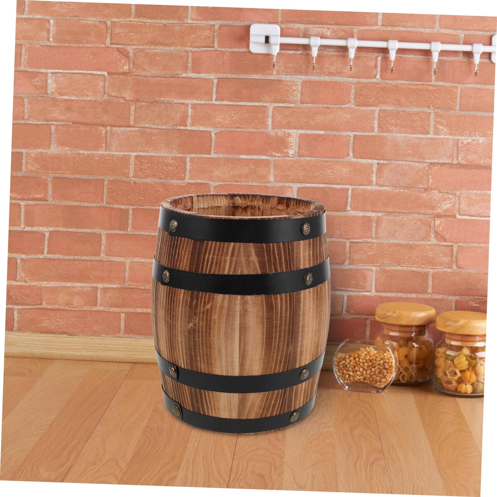 Soporte Rústico de Madera para Utensilios Barril Compacto para Cucharas Tenedores y Palillos Organizador de Cocina Funcional y Duradero