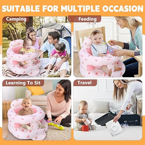 Miniatura 4 de Asiento inflable para bebés de 3 meses en adelante, asiento inflable de apoyo para bebé para sentarse, silla de piso para bebé con bomba de aire