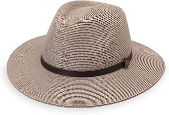 قبعة Wallaroo للرجال من Carter Fedora UPF 50+ للحماية من الشمس، حافة عريضة، تصميم قابل للتعبئة ومقاس قابل للتعديل