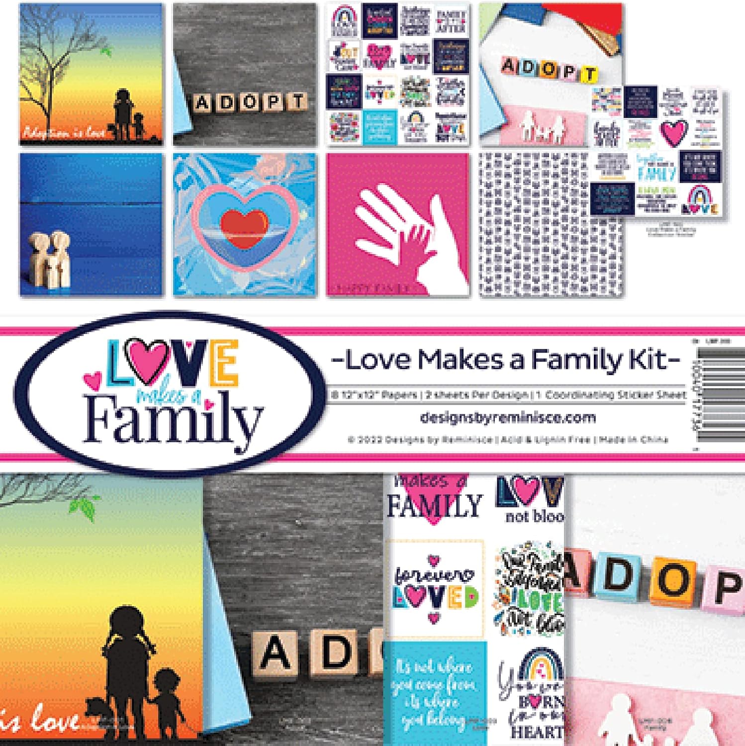 Reminisce Love Makes A Family Scrapbook Collection Kit, White, 12x12 inches