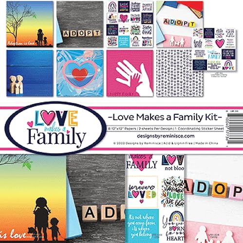 Reminisce Love Makes A Family - Kit de colección de álbumes de recortes, blanco, 12 x 12 pulgadas