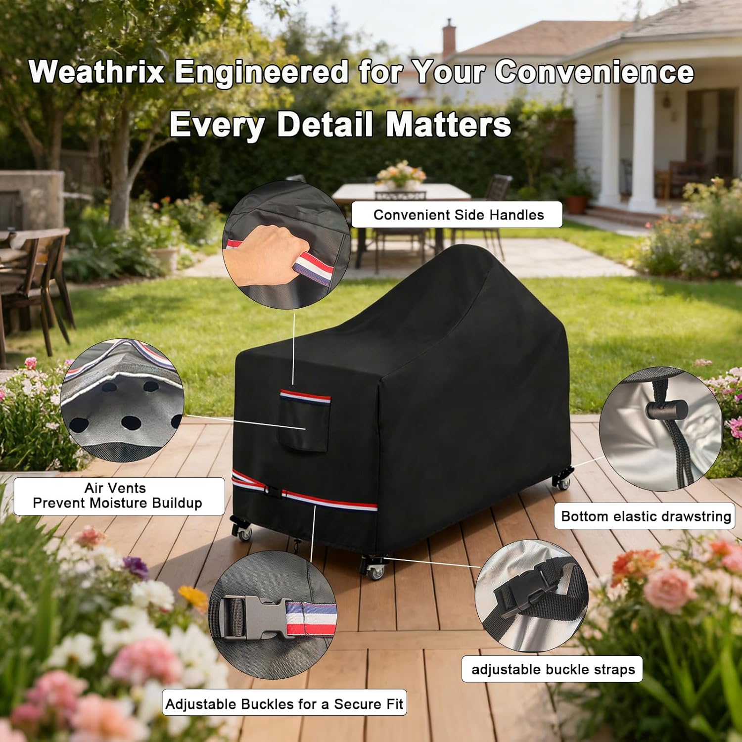 Green Egg Grill Cover, 60" L x 30" W x 50" H, 600D Oxford Heavy Duty Waterproof Tear Resistant Outdoor Cover for Kamado Ceramic Grill with Side Table or Grill Cart