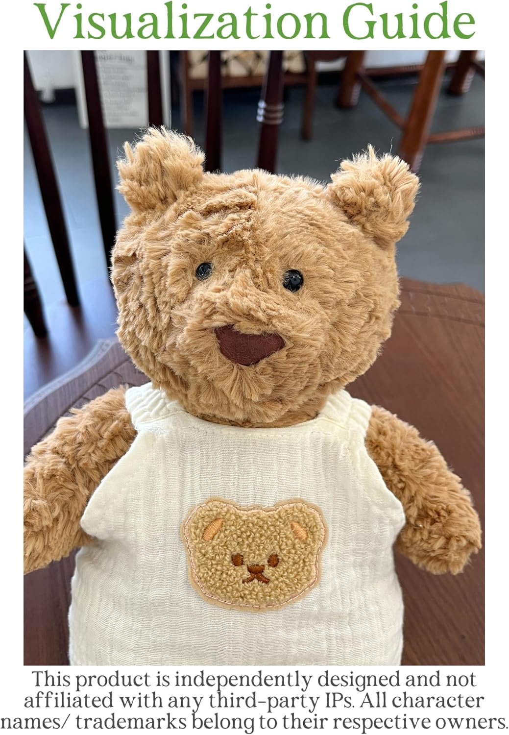 9-12"/30cm Doll Clothes for Medium Bashful Bunny 28cm Bartholomew Bear Teddy Bear Outfit: 2-Piece Romper + Bonnet（NO Doll）