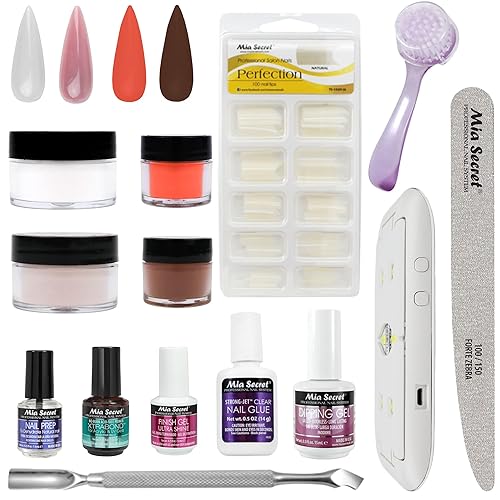 Mia Secret - Kit de 14 piezas de polvo de inmersión para uñas, kit de inmersión con 2 polvos acrílicos de colores, polvo acrílico transparente,