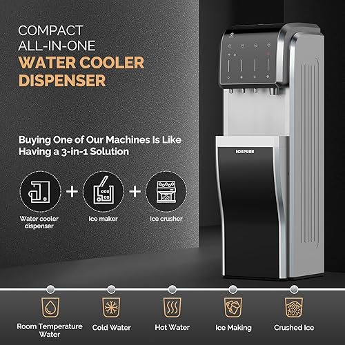 Miniatura 2 de ICEPURE 5 in 1 Water Dispenser with Ice Maker for 5 Gallon Bottle, Built-in Bullet & CrushedChewable Ice Machine Hot Cold Water Cooler, Bottom