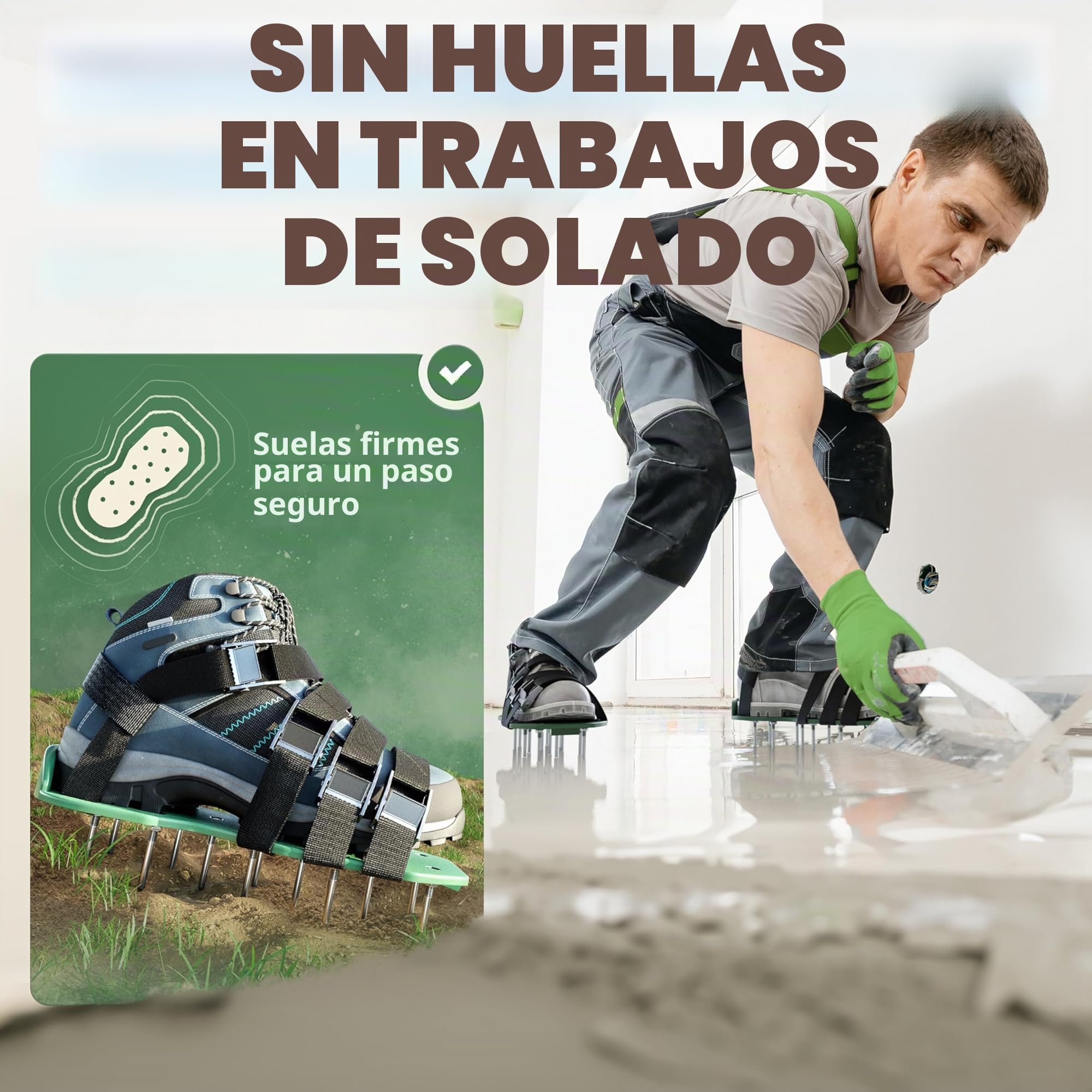 LAINFELD Aireador de césped, zapatos con clavos cortos y largos, aireador de césped con 4 correas, escarificador para césped, zapatos de jardín aerificados.