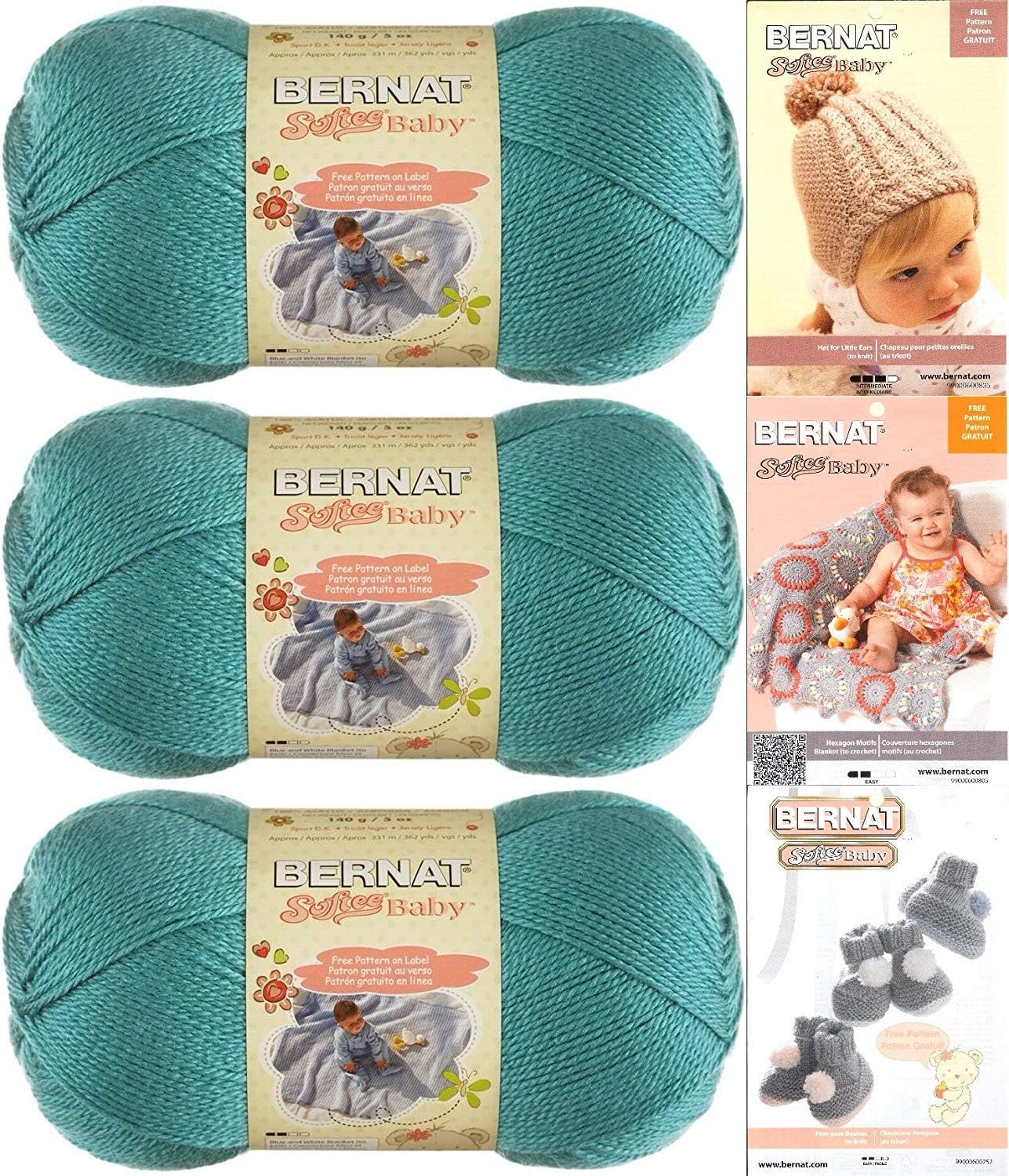 BERNAT SOFTEE BABY - PACK OF 3 BALLS - 140G EACH BALL - AQUA, 11 x 9 x 3 inches - Image 3