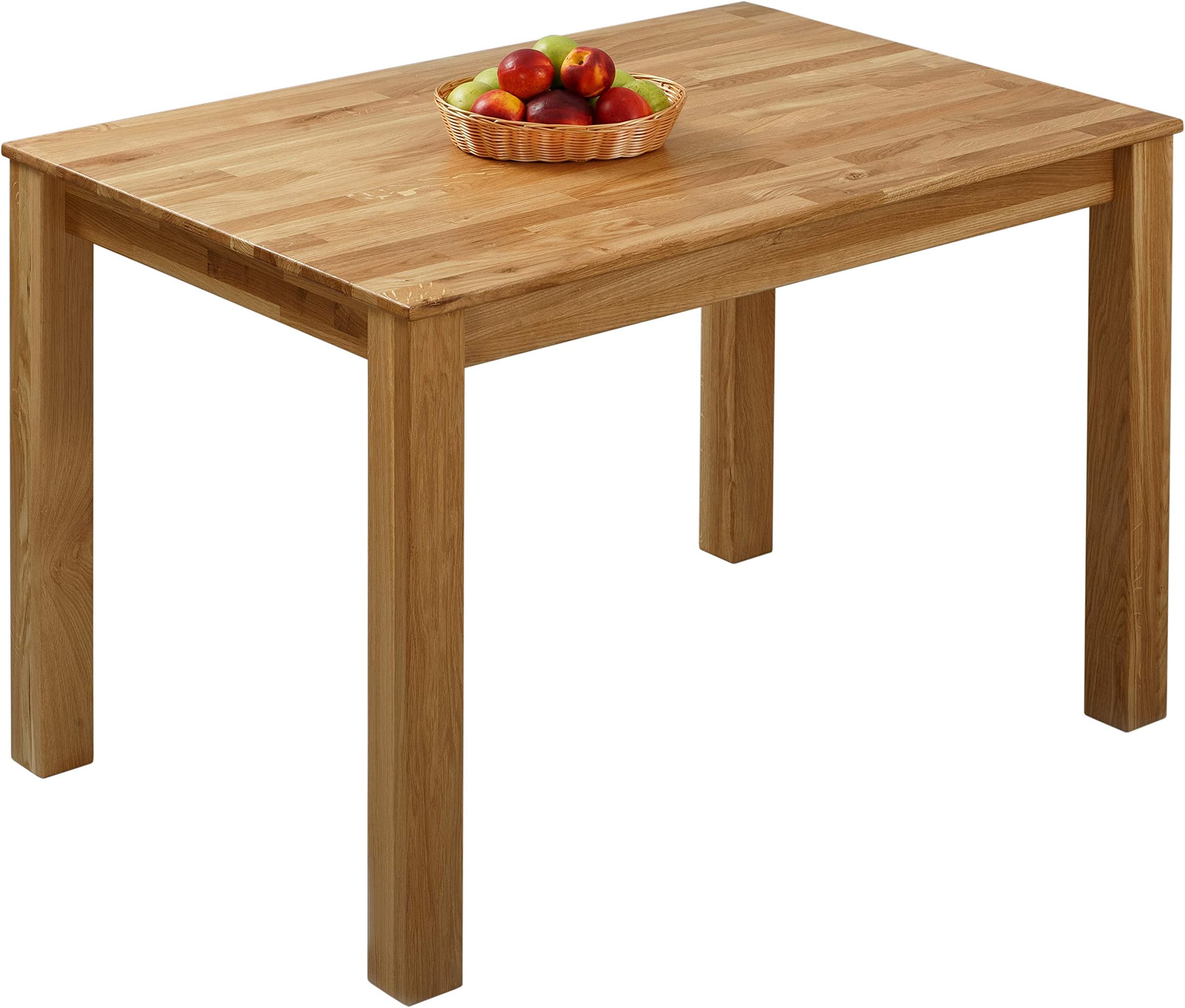 Bonn Solid Wood Dining Table - Durable FSC Certified Wooden Kitchen Table - Assembling Hardware Included (Oak 110x75x75 cm)