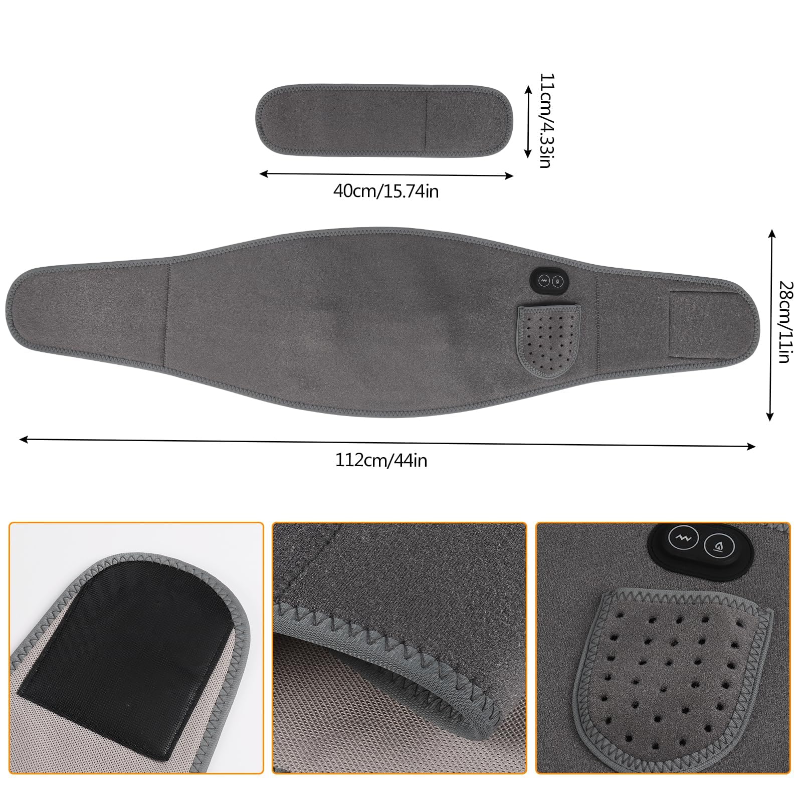Dreamhigh® Termoforo, Fascia Lombare Riscaldante con Batteria 3 Livelli di Temperatura, Fascia Riscaldante Lombare, Termoforo Lombare, Allevia il Dolore Corporeo per Schiena, Addome