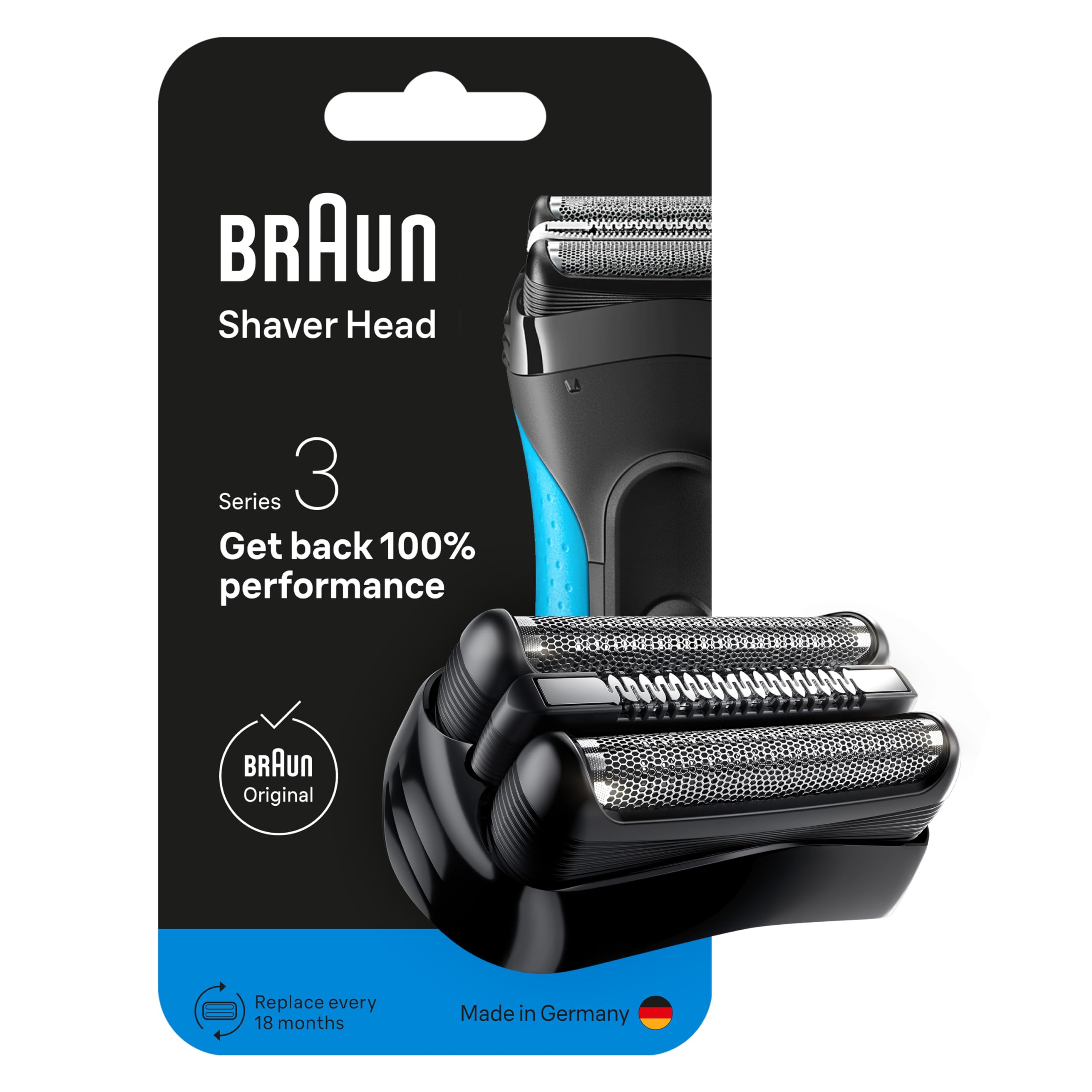 Braun Series 3 Cabezal De Recambio ORIGINAL Para Afeitadora Eléctrica Hombre, Compatible Con Las Máquinas de Afeitar Series 3, Afeitado Apurado y Suave, Fabricado en Alemania, 21B