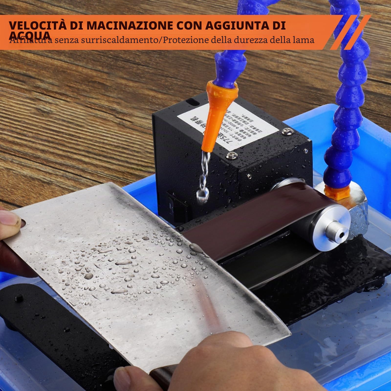 Levigatrice a Nastro Elettrica 7 Velocità con 10 Nastri Abrasivi per Metallo Legno Affilacoltelli
