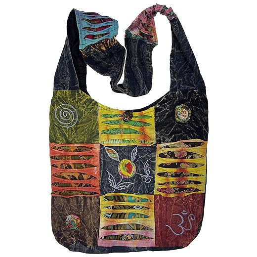 Bohemian Quilted Torn Look Razor Cut Hippie Crossbody Sling Shoulder Boho Handbag