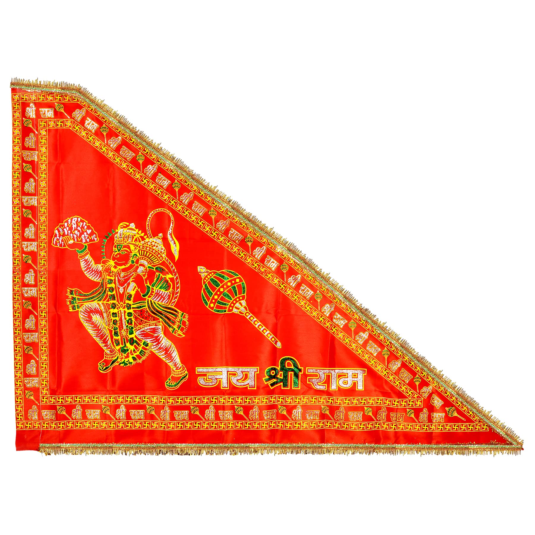 Om Phool Batti Jai Shree Ram Flag Jhanda Or Dwajh For Sunderkand Triangle Outdoor Flag Set Of 1 Full Size (Multicolor) (B08265PVV8) Amazon Price History, Amazon Price Tracker