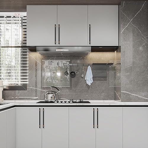 Miniatura 5 de Asidrama Paquete de 6 manijas de gabinete de cocina de 10 pulgadas moleteadas negro mate y bronce champán, tiradores de gabinete, accesorios de