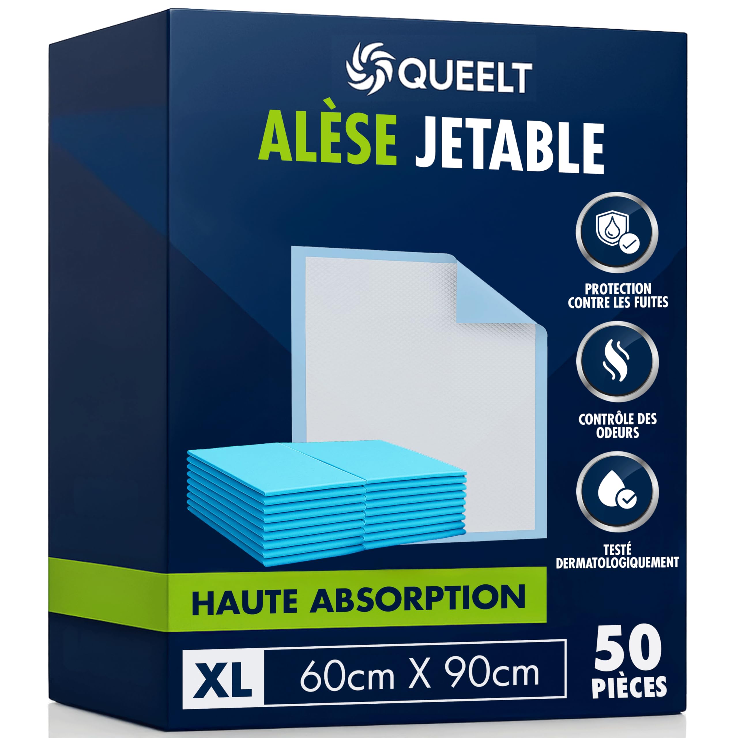 Alèses d’Incontinence jetables 50 pièces – Format XL 60 × 90 cm, alèses absorbantes avec Protection Anti-fuites