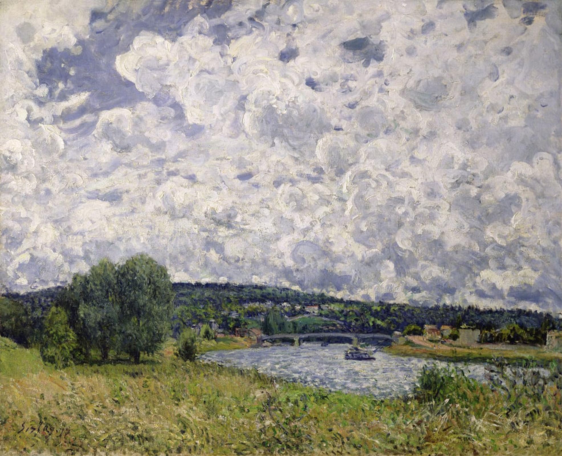 ARTXLXXBN Famous Prints Artwork Pictures Poster Painting Art the Seine At Suresnes by Alfred Sisle Artwork Landscape Pictures for Home Decor 60x90cm