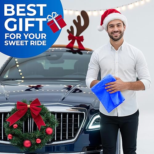 Miniatura 9 de Paño de gamuza de alta calidad para el secado del automóvil, 26 x 17 pulgadas, toalla de gamuza súper absorbente para automóvil, sin arañazos, Azul