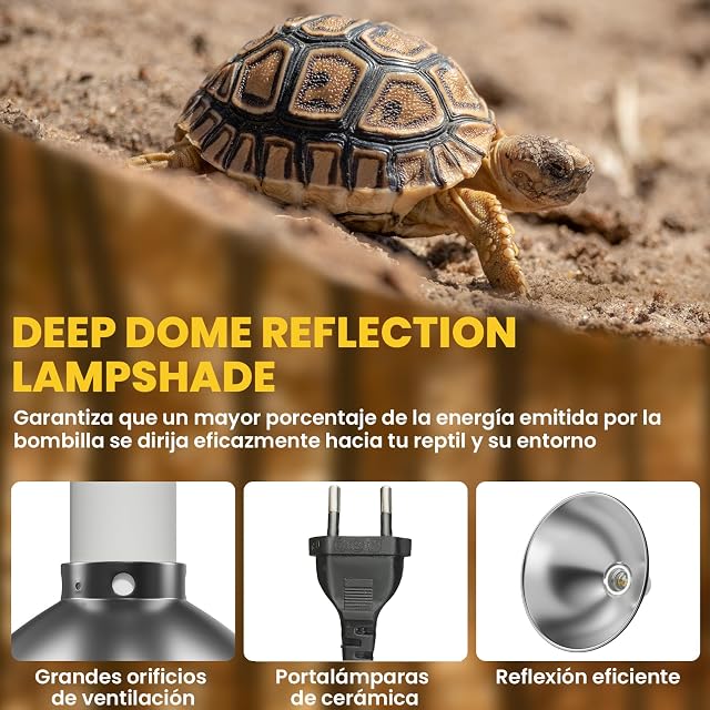 Foto 6 de 7 de HeatingLux Lámpara de calor para tortugas con temporizador, lámpara calor con cúpula para reptiles
