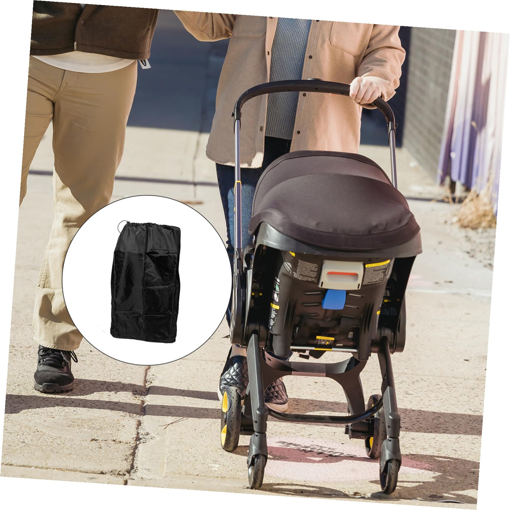 Borsa da Viaggio per Passeggino, Sacca Porta Passeggino in Nailon Nero, 2 Spallacci e Chiusura a Coulisse, per Aereo e Viaggio