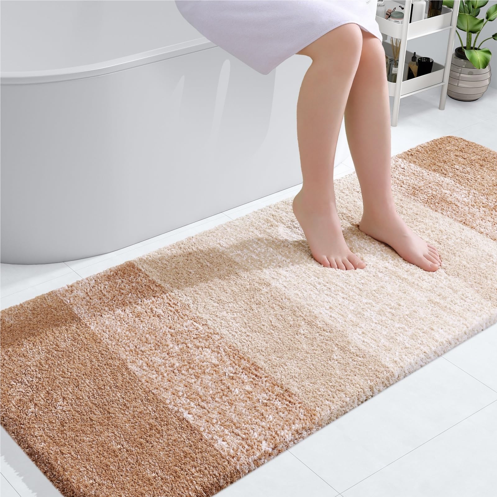 HAPIHAPPY Tappeto da bagno in microfibra, morbido e assorbente, lavabile in lavatrice e asciugabile in lavatrice, 130 x 76 cm (F10,51 x 61U)