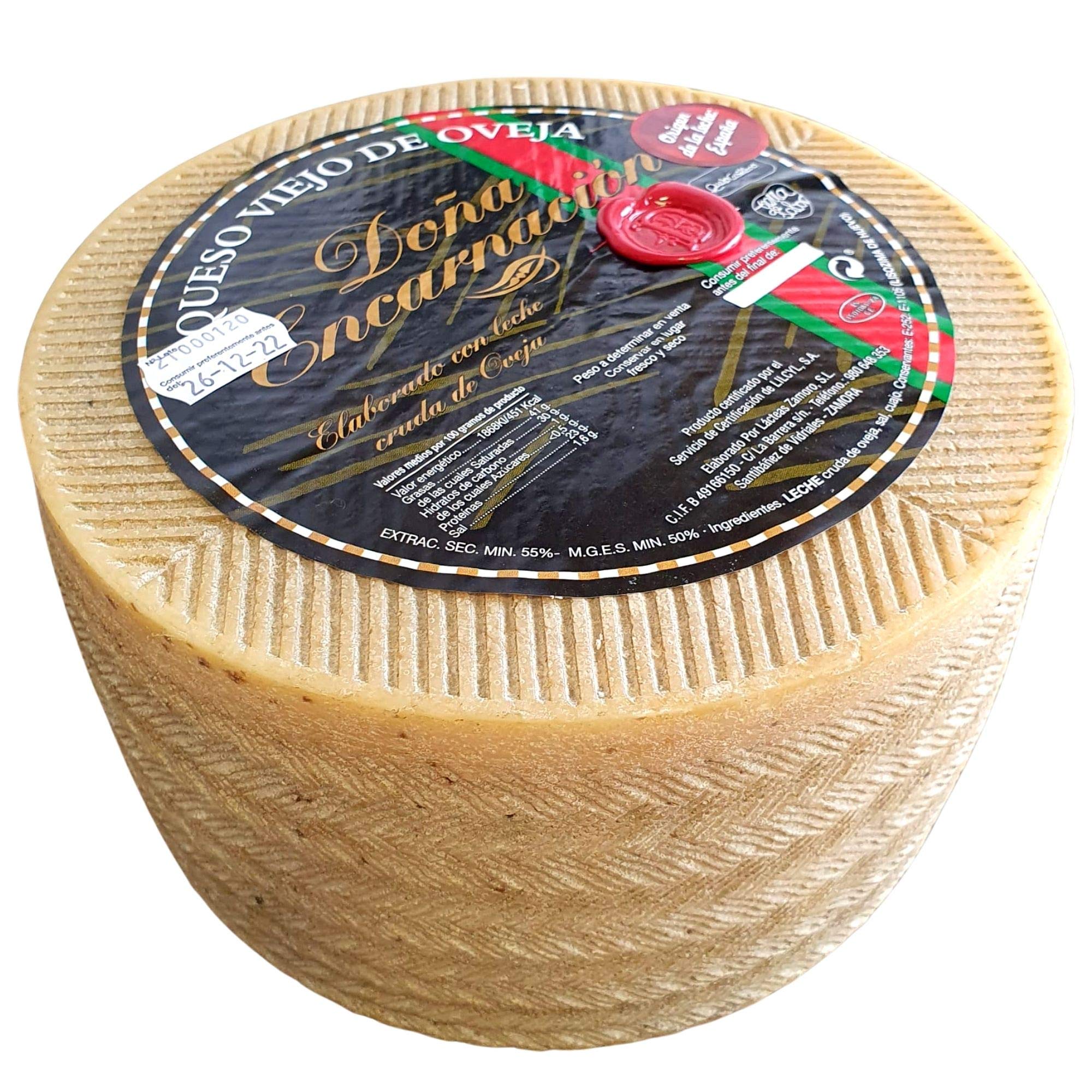 Queso de Oveja Doña Encarnación - Queso Viejo de Oveja - Peso Aproximado 3 Kilos - Queso Curado Elaborado con Leche Cruda de Oveja