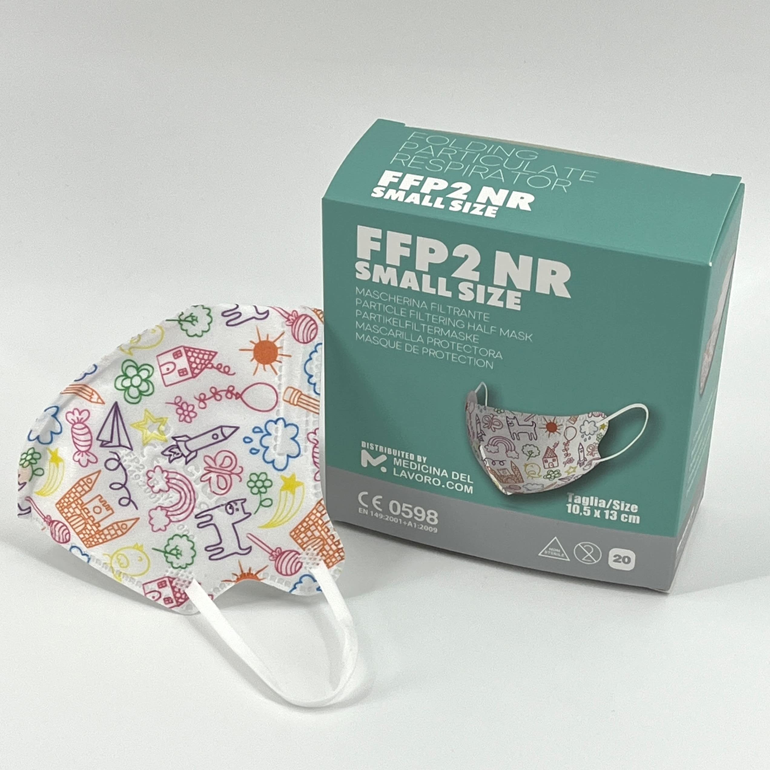 20 Mascherine FFP2 Fantasia Taglia Small | Certificate CE | 4 Strati Senza Valvola | Protezione Facciale - Foto 2