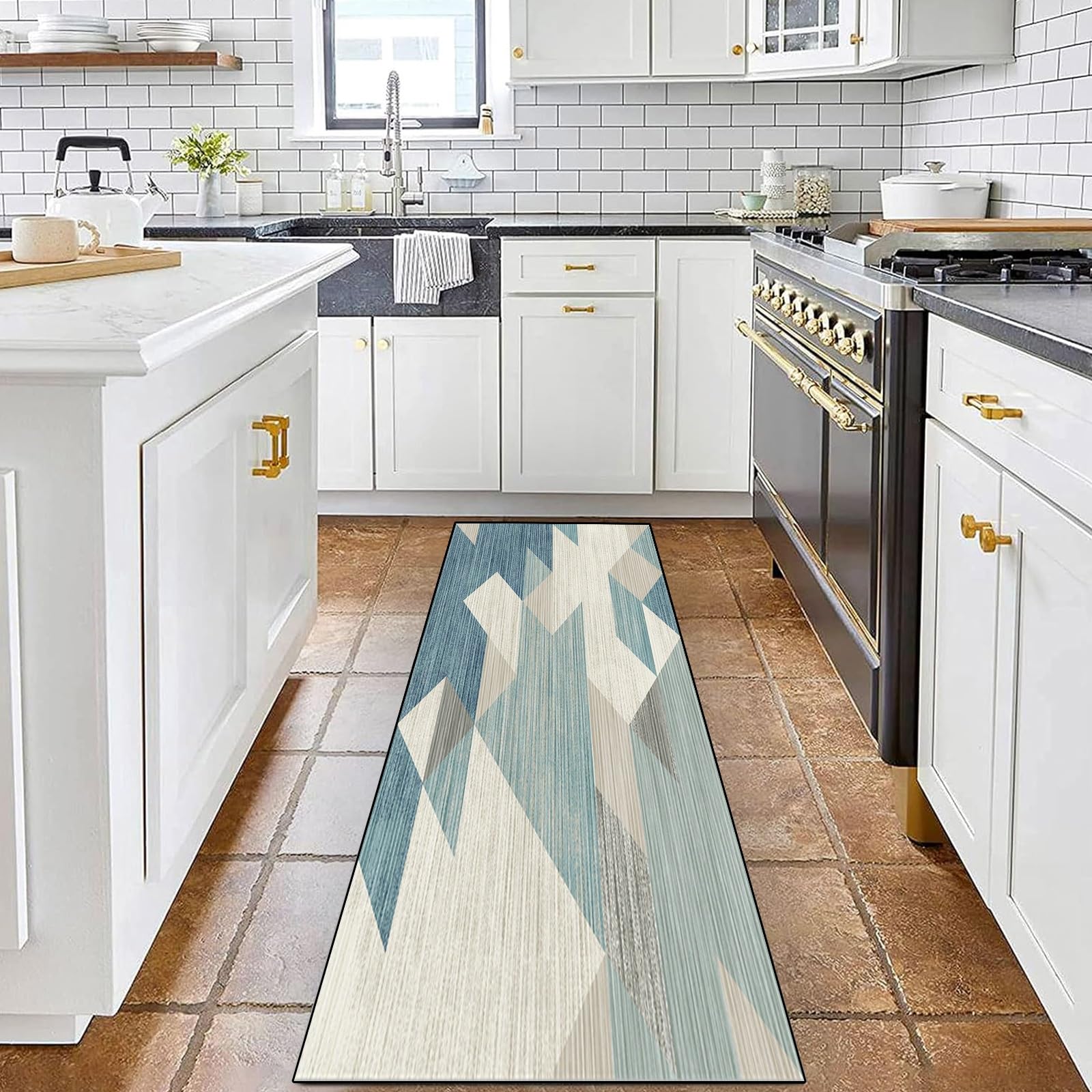Tapis de Cuisine Antidérapant et Lavable 50 x 190 cm sur Mesure - Antidérapant - Lavable - Moderne Tapis Entrée Couloir Poils Ras Tapis de Couloir Extra Long pour Couloir, Salon, E