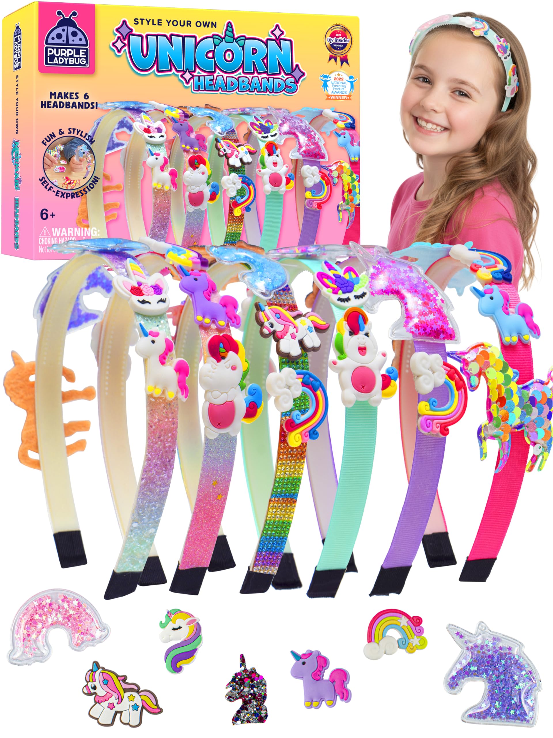 PURPLE LADYBUG Unicorn Headband Making Kit - Unicorn Crafts for Girls Ages 4-9, Birthday Gifts, DIY Hair Accessories Set, Christmas Gifts for Girls