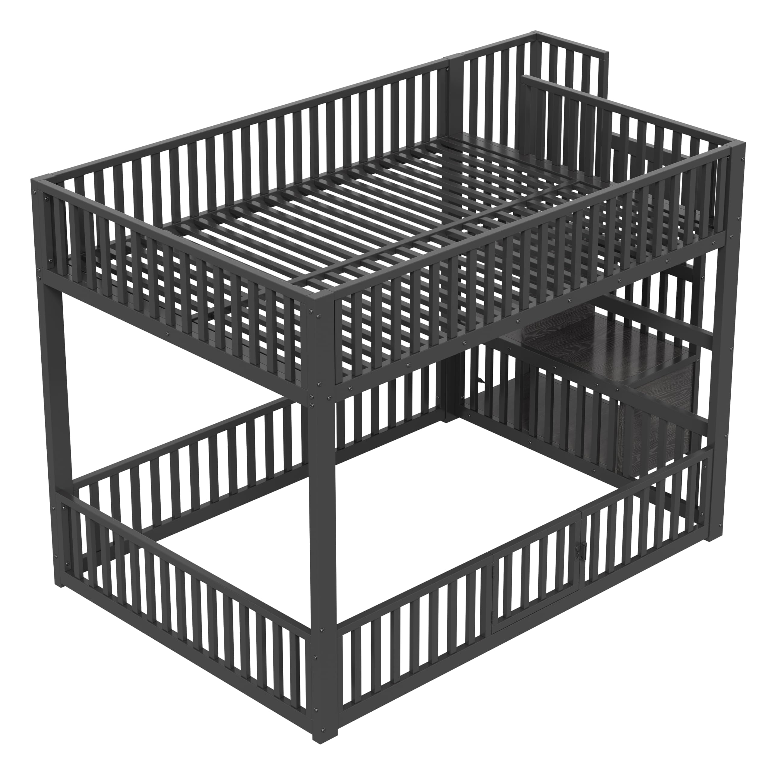 Litera de 140 x 200 cm con escalera de almacenamiento, con LED (negro, 140 x 200 cm)