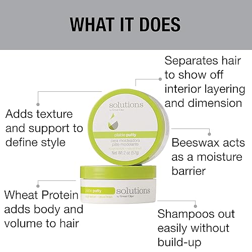 Miniatura 4 de GREAT CLIPS Soluciones Masilla flexible, 2 onzas | Producto de acabado para el cabello con sujeción media y viable | Proporciona flexibilidad y