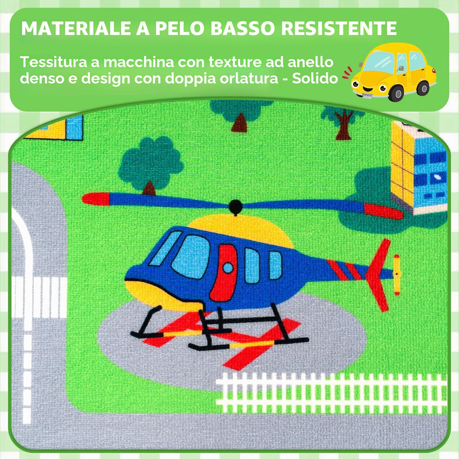 Capslpad Tappeto per aula 200 x 300 cm, tappeto per bambini, per scuola elementare, giocattolo per bambini, auto, tappetino per traffico stradale, per sala giochi, camera da letto