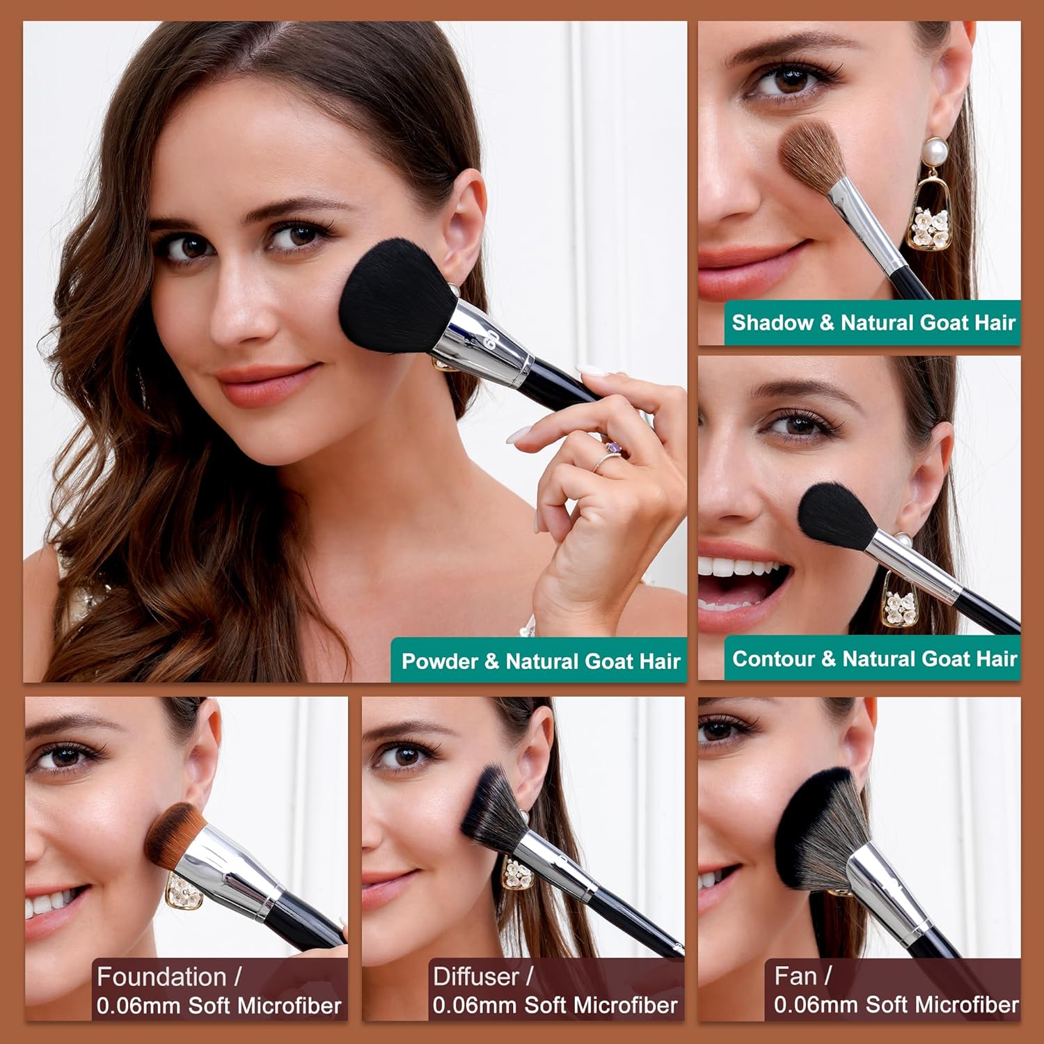 Bueart Design 36Pcs PRO Grade Natural Goat Hair Pony Bristles Makeup Brushes Set with Super Holder Professional-Grade Precision & Luxury Brush for beauty enthusiasts&professionals Makeup Artist - Image 6