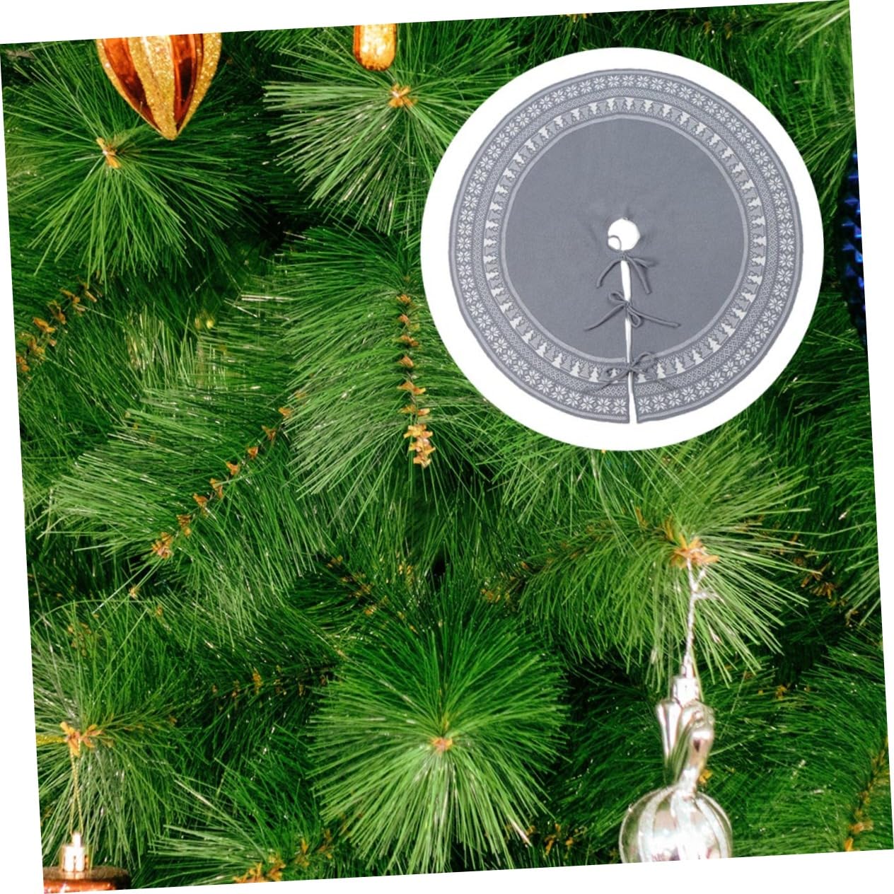 Strick Weihnachtsbaumrock 92cm Baumwolle Baumröcke Baumbodenabdeckung Weihnachtsdeko Festlich