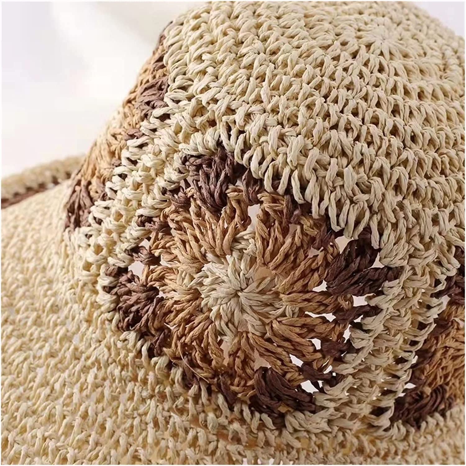 Cappello di Paglia Cappello Estivo Da Donna In Paglia Floreale Cappello Da Pescatore All'uncinetto Cappello Da Spiaggia Lavorato A Mano Cappello da Sole Cappello da Spiaggia ( Blue : D , Size : 56-58c