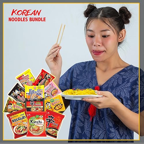 Miniatura 4 de FOODIE BOXX Paquete variado de fideos ramen instantáneos coreanos con galletas y palillos (coreano)