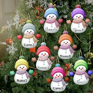 Personalized Christmas Ornaments with Names Snowman 8 Pcs Custom Family ...