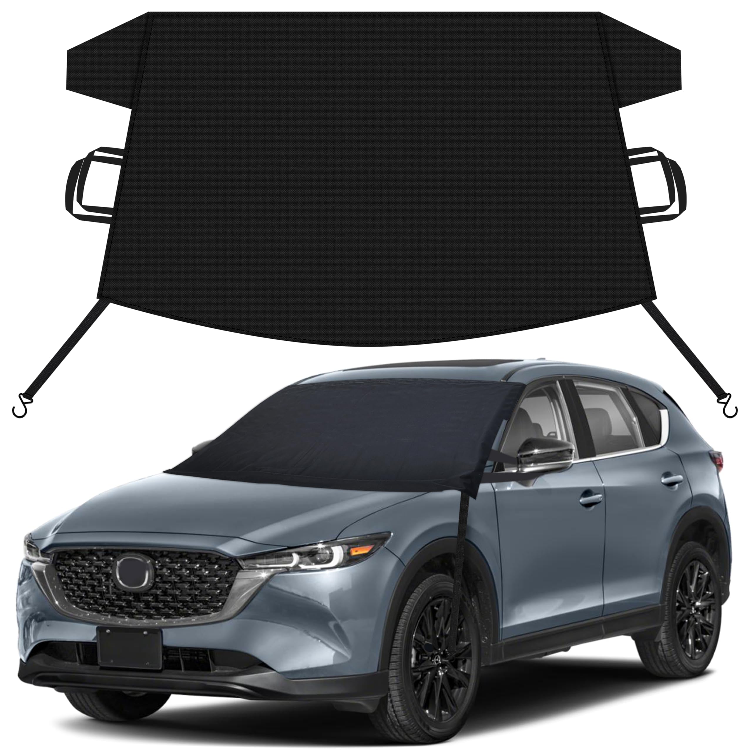EcoNour Car Snow Cover Compatible for Mazda CX5 CX50 | Windshield Cover for Ice and Snow with S-Hook Straps | Heavy-Duty 600D Oxford Winter Car Cover, Waterproof &amp; Anti-Slip