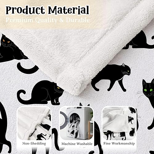 Miniatura 7 de Manta de gatos negros súper suave y acogedora para decoración del hogar, sofá, cama, sofá de 40 x 30 pulgadas, extra pequeña para mascotas para