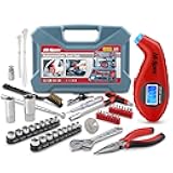 Hi-Spec 65pc Compact Auto Garage Tool Kit Set with Digital Tire Pressure Gauge. Essential Car Vehicle Repair Tools in a Toolbox Case of Screwdrivers, Sockets, Wrench and Magnetic Pickup