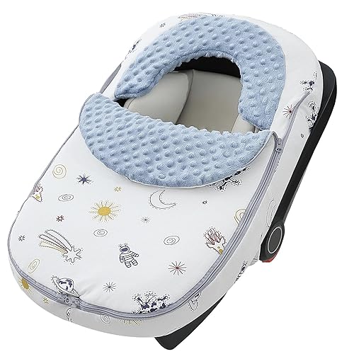 ATOROBROS Funda de asiento de automóvil para bebé, resistente al invierno, para niños para mantener el calor, algodón súper suave y lunares 3D,