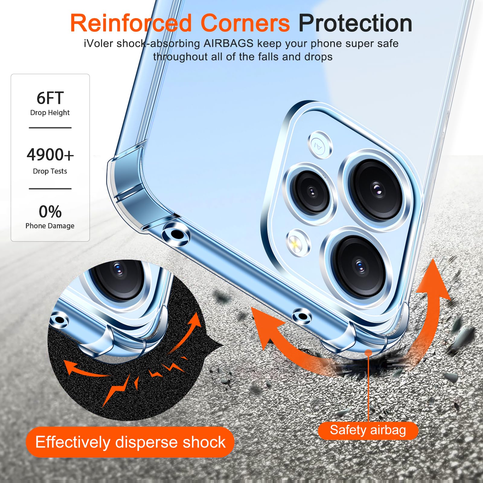 iVoler Anti Ingiallimento Chiaro Cover per Xiaomi Redmi Note 12 4G (Non per Redmi Note 12 5G), Trasparente Sottile Antiurto Anti Graffio Custodia Case con Paraurti Assorbimento degli urti