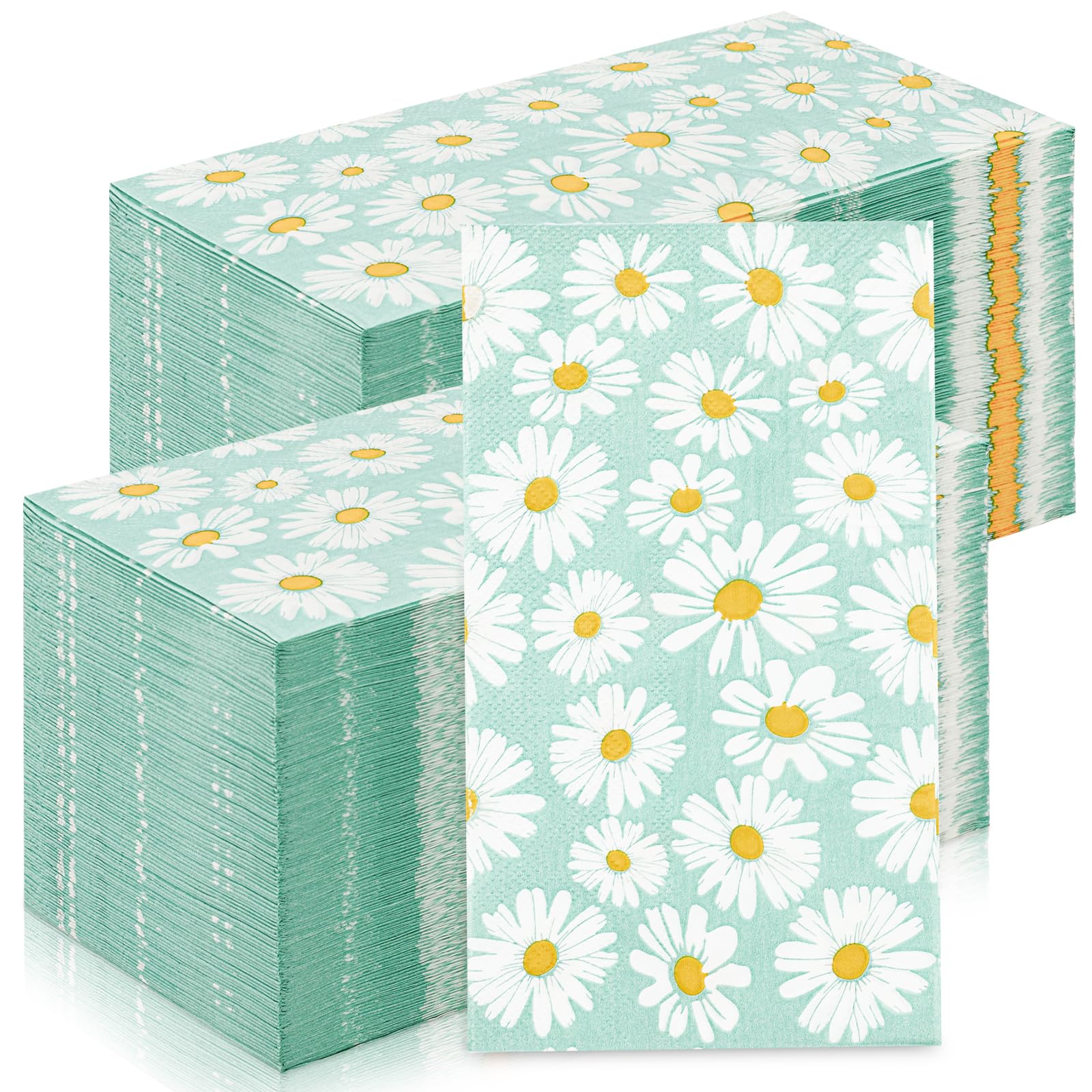 ZononZonon 200 Pcs Daisy Guest Napkins 2 Ply Daisy Themed Guest Towels Floral Themed Disposable Hand Towels Decorative Paper Napkins for Buffet Kitchen Bathroom Birthday Bridal Baby Shower Wedding