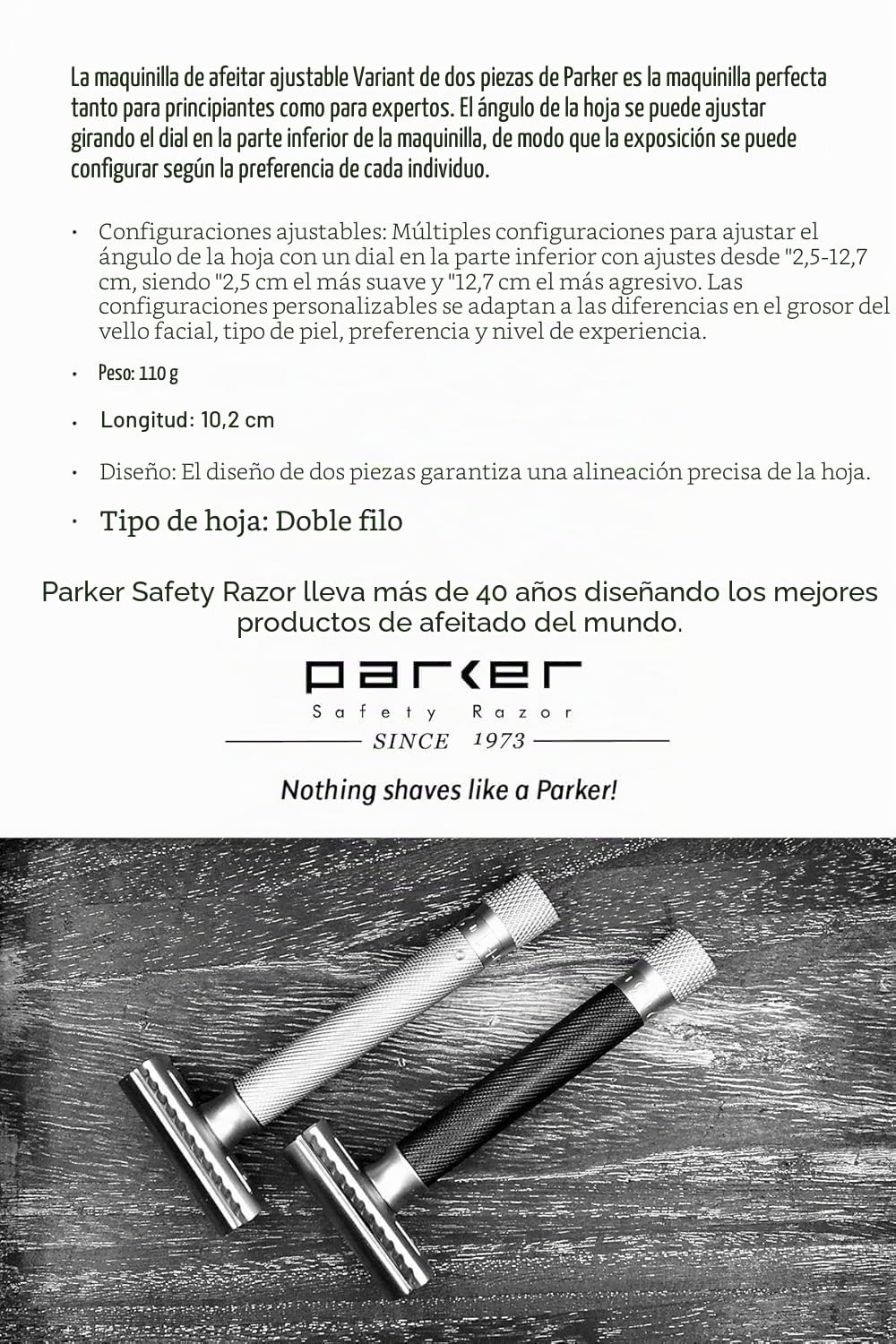 Parker - Mango de afeitar de 5 cuchillas para Fusion Blades - Mango con textura para un afeitado suave y sin tirón | Afeitadora de lujo con hoja Fusion incluida