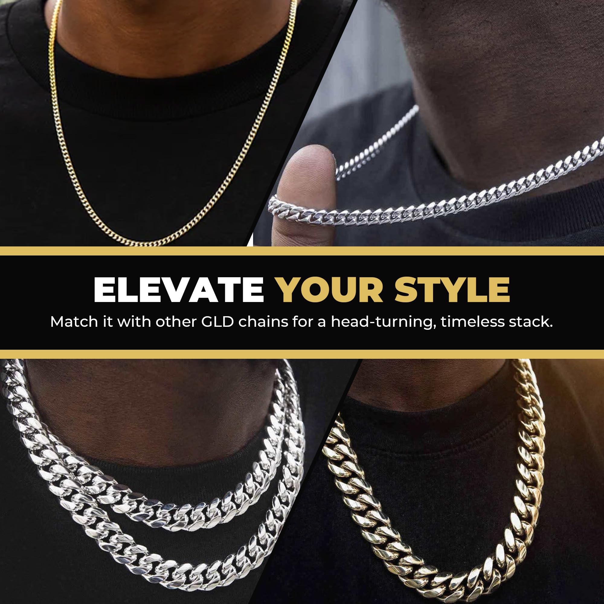 GLD Cuban Link Chain for Men and Women - Gold-Plated Micro Cuban Chain with Premium Storage Travel Pouch - Snatch-Proof Clasp, Sweat-Proof and Fade-Resistant - Lifetime Quality, Designed in Miami: 22 Inch 6MM Yellow Gold