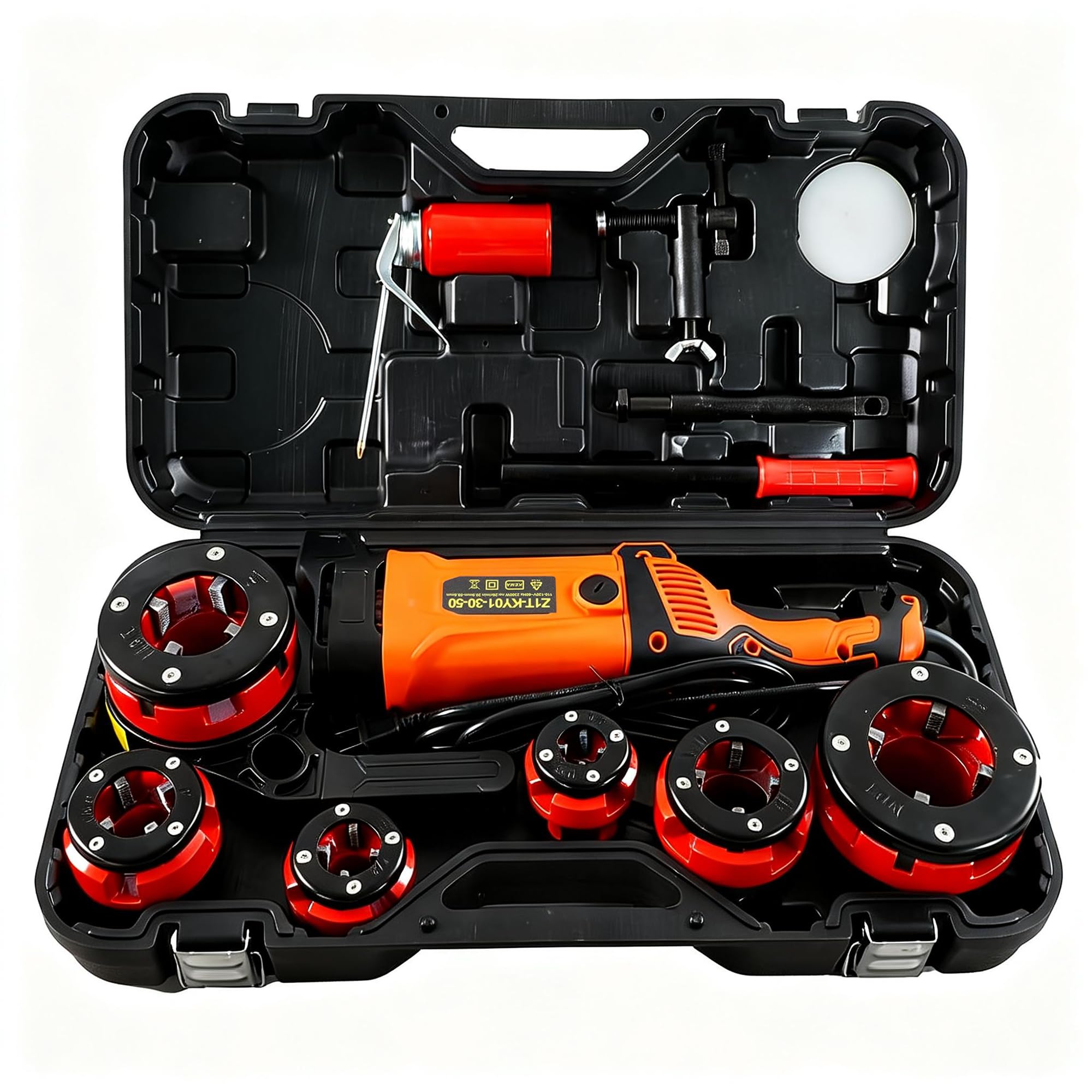 Electric Pipe Threader, 2300W 120V Hand-held Pipe Threading Machine with 6 NPT Dies (1/2"-2"), Copper Motor Portable Threading Kit with Carrying Case