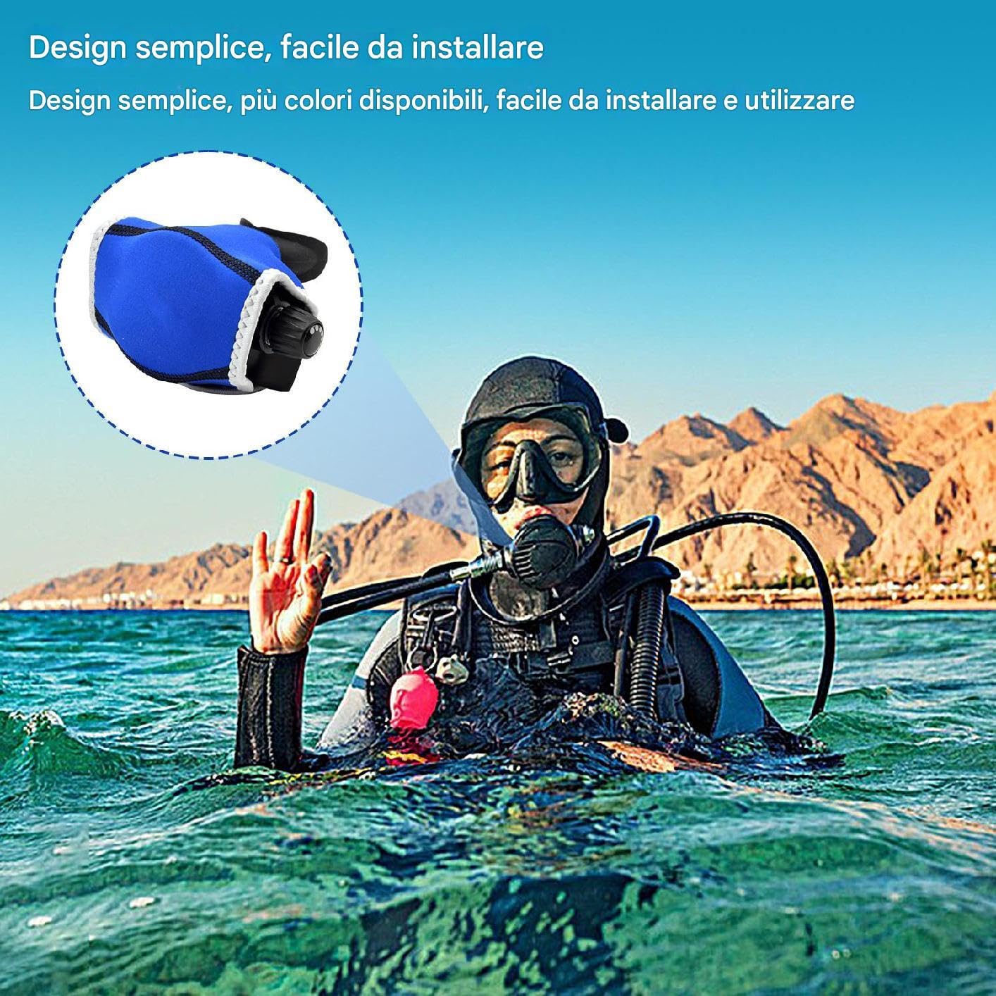 Generico Copertura protettiva per erogatore subacqueo - Copertura in neoprene e nylon da 3 mm | Protezione antipolvere per erogatore secondario, subacquei per avventure subacquee, nero blu giallo