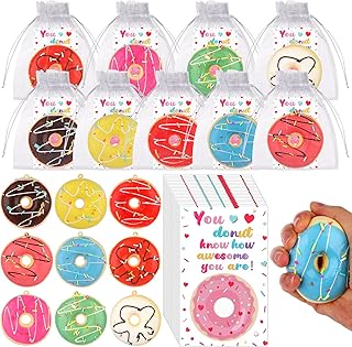 24 Sets Funny Donut Stress Balls with You Donut Know How Awesome You Are Cards Organza Bag Donut Teacher Employee Appreciation Gifts Bulk for Classroom Rewards Birthday Party Decor Emotional Support