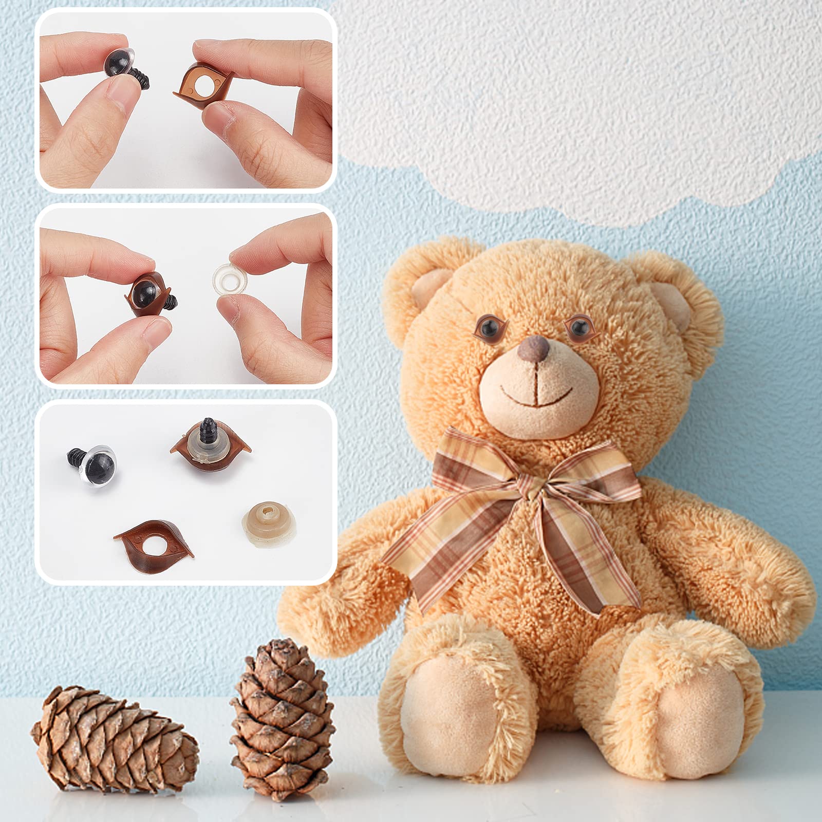 PandaHall Sicherheitsaugen Für Amigurumi – 4 Größen, Mit Unterlegscheiben, 40 Sets